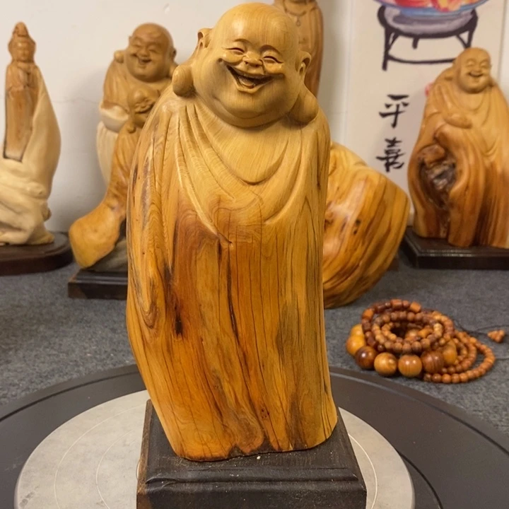 柏木（崖柏）崖柏弥勒佛摆件根雕工艺品