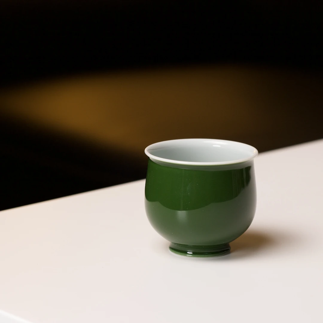 舒月 景德镇原矿单色釉翡翠绿色主人杯茶杯 70cc