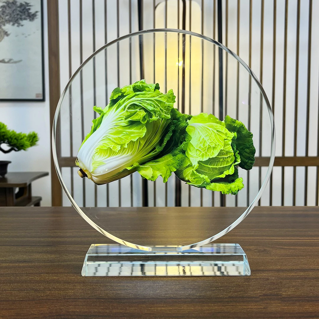 [圆形20CM]白菜如玉水晶小摆件桌面家居客厅酒柜玄关点缀水晶摆件