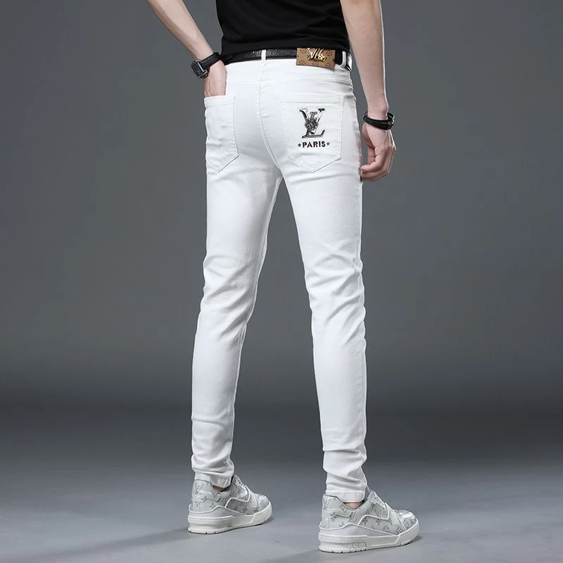 欧洲站轻奢白色牛仔裤男款爆款2025新款夏季薄款修身小脚弹力裤子