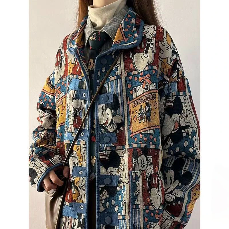 【欧米加】复古美式米奇提花设计感小众潮流夹克外套.Y849