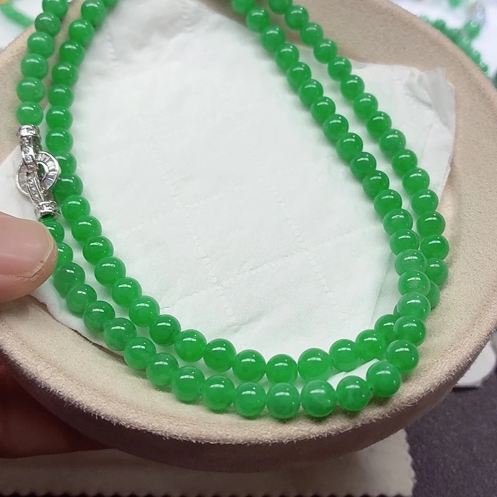 翡翠未镶嵌手链天然缅甸翡翠A货卡6 100颗