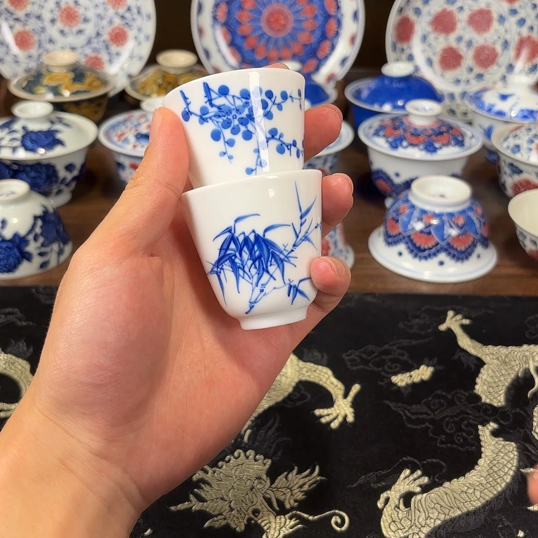 手绘铃铛杯白泥杯子