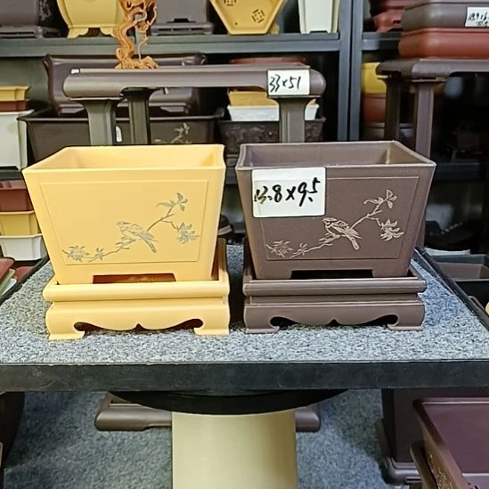 2只13.8cm花鸟小号奎面盆（配底座）