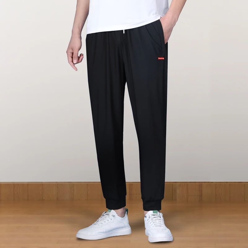 冰丝男裤速干裤子男士夏季薄款潮流九分直筒休闲裤宽松卫裤运动裤