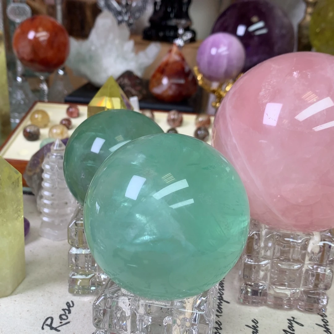 摆件未镶嵌水晶F***花萤石球