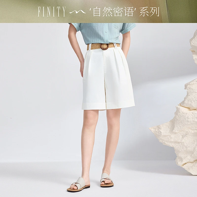 FINITY 休闲裤新款简约气质直筒垂感短款裤子 F21Y4E20K1