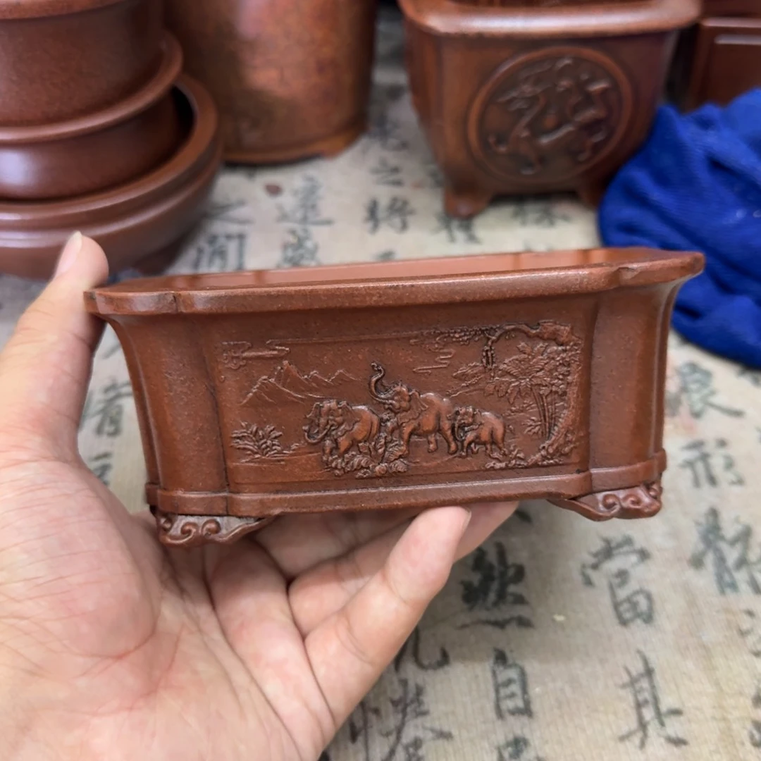 紫砂花盆13x9.5x5内经紫砂花盆