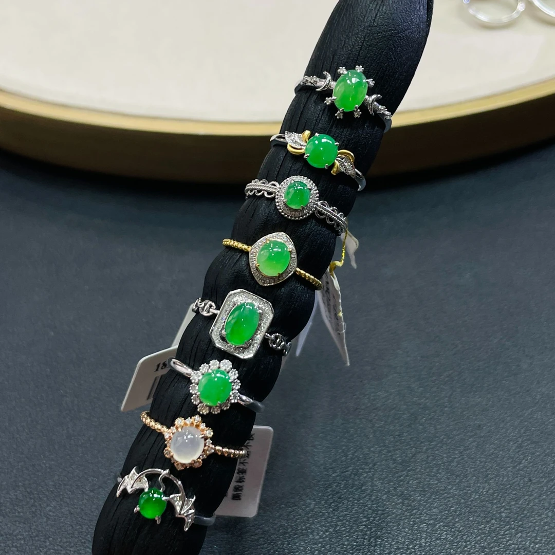 翡翠戒指1件-18K金-多样性发货只发一件-A1-BK|CXQ1