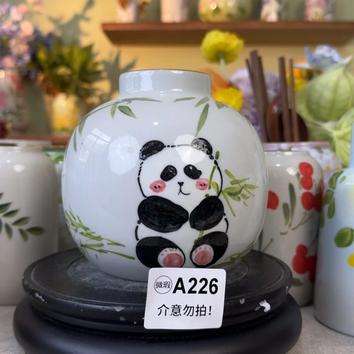 摆件景德镇手绘陶瓷花瓶摆件无孔