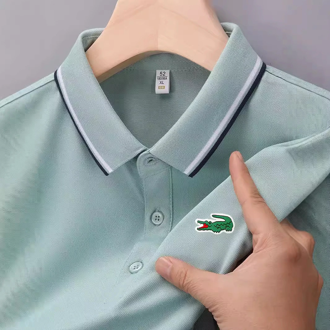 百搭基础刺绣衫上衣美式高街短袖商务时尚恤休闲运动短袖翻领夏季