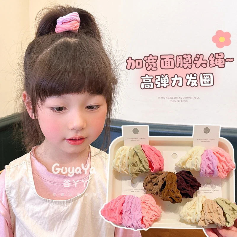 儿童面膜发圈女童彩色加粗高弹无缝头绳女孩扎高马尾不伤发饰皮筋