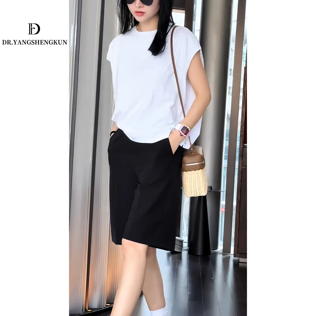 DR杨圣坤2025夏季极简风全棉慵懒风宽松百搭无袖背心女B2503-2608