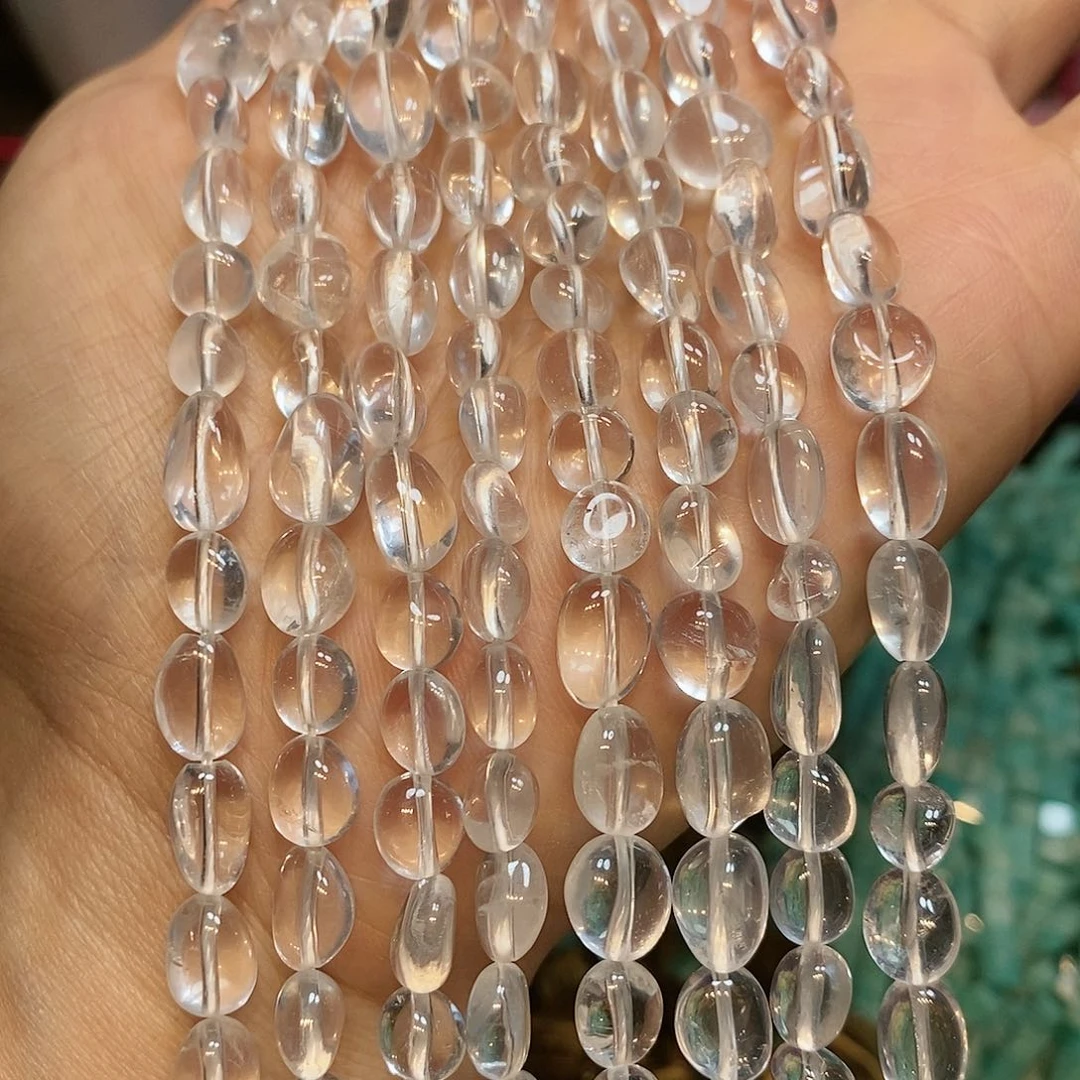 玛瑙/玉髓散珠天然星光白水晶糖豆一条