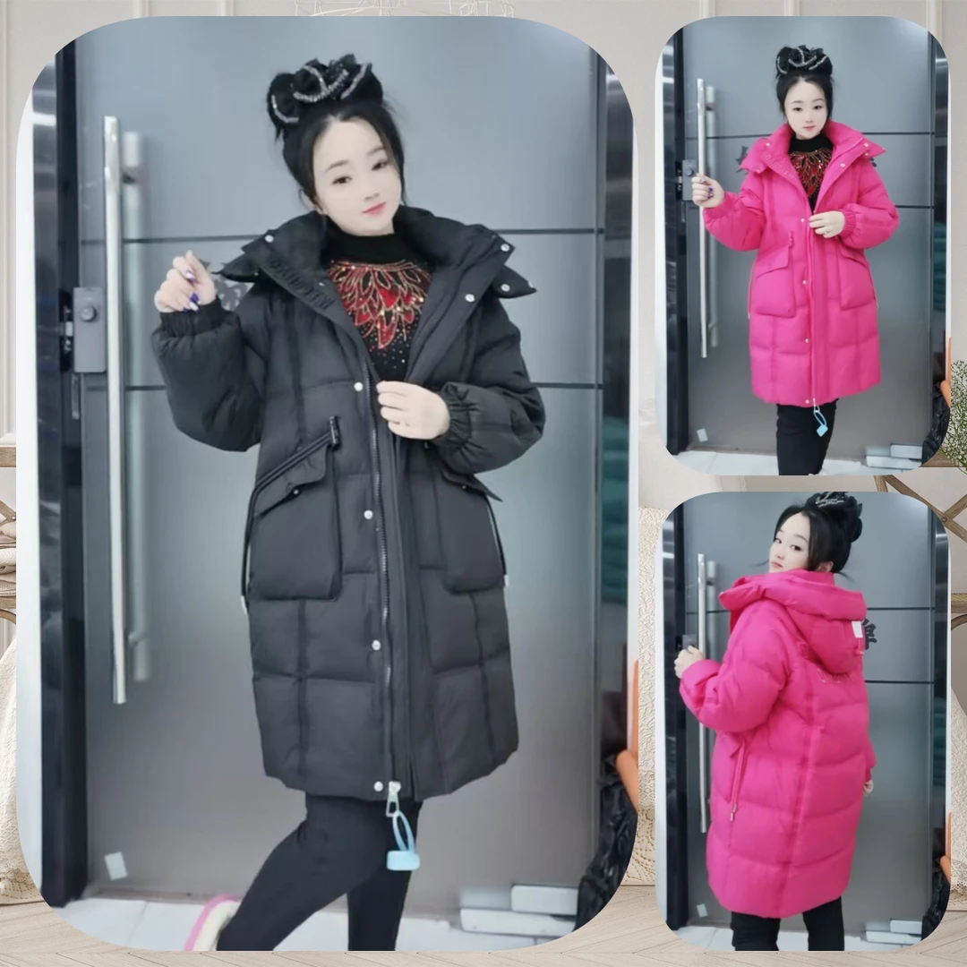 【婉婷服饰】保暖羽绒服冬季长款女装时尚宽松休闲百搭连帽显瘦外套