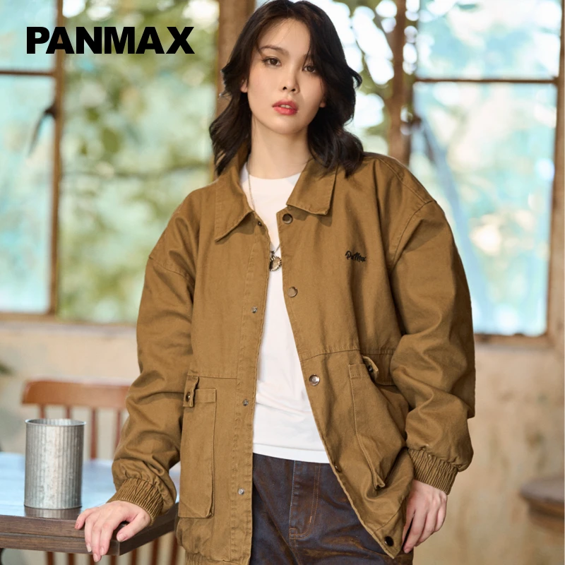 大码男夹克酵素洗纯棉牛仔工装多口袋翻领短款秋百搭复古港风宽松