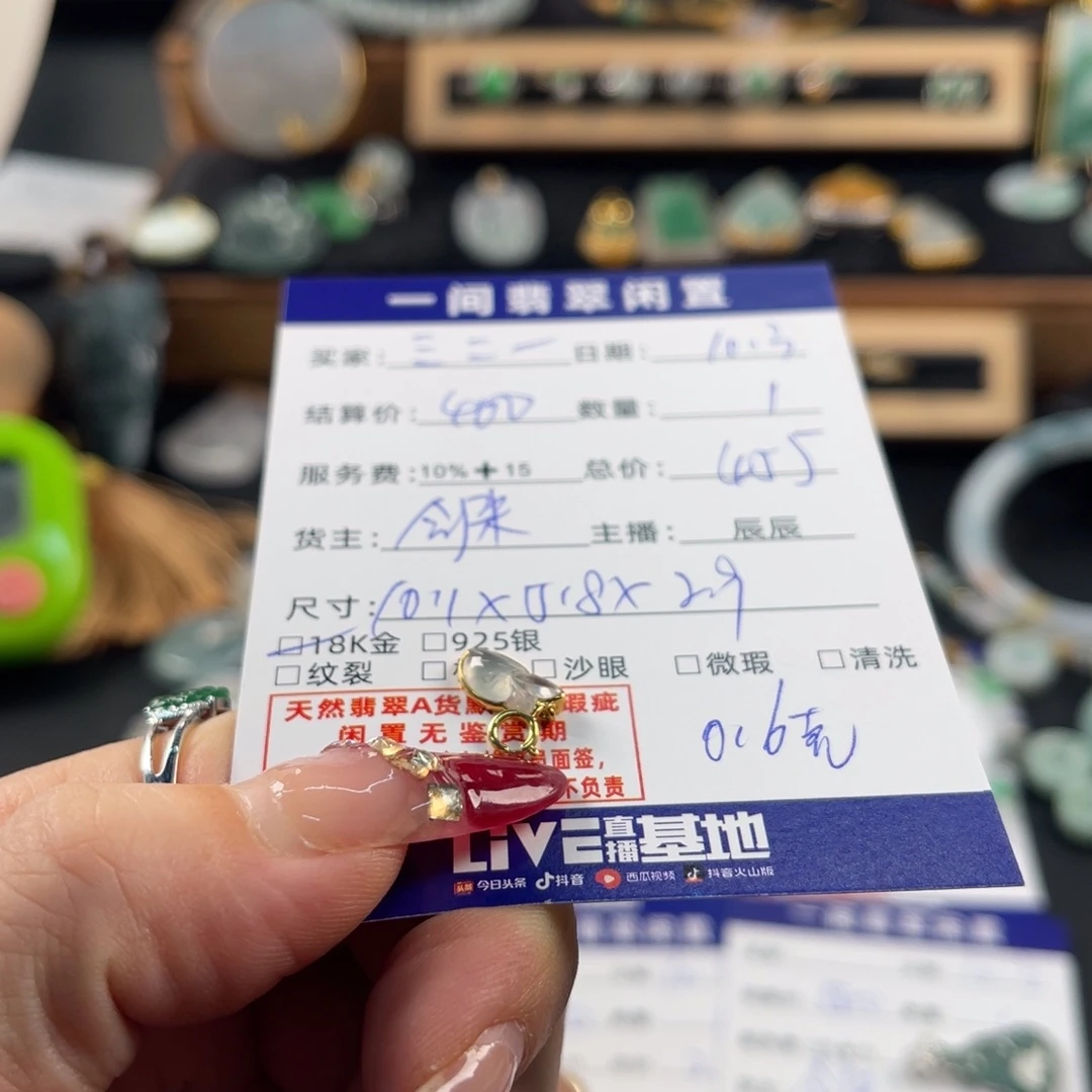 三***一翡翠18K金镶嵌颈饰买断不退换
