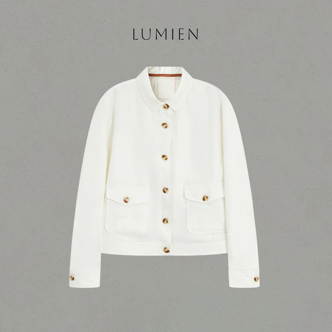 【LUMIEN】经典极简风轻薄舒适纯亚麻短款长袖外套上衣女LX5CWW049