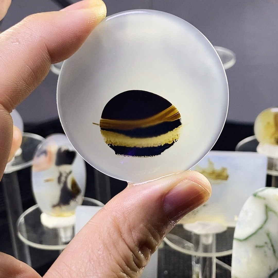 合成碳硅石非金属时尚图纹画面石饰品