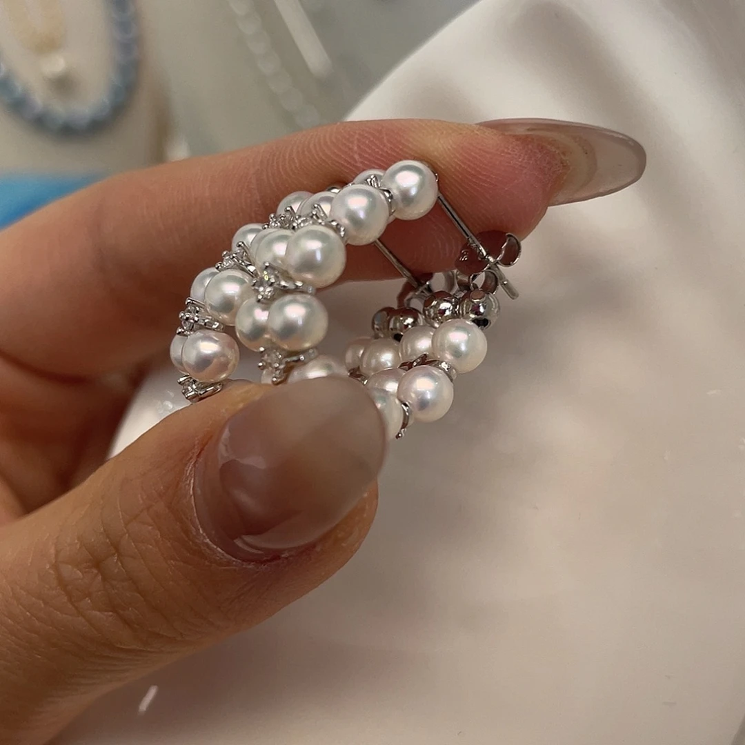 耳饰淡水珍珠银S925镶嵌