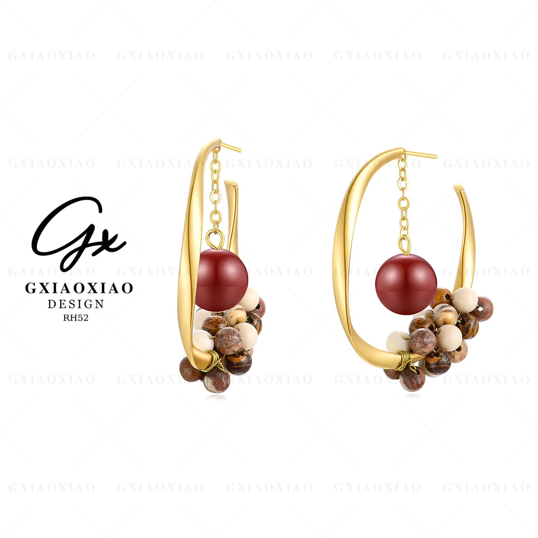 铜合金仿珍珠耳饰 GXX 轻奢气质高级感时尚百搭圆形耳环 RH52