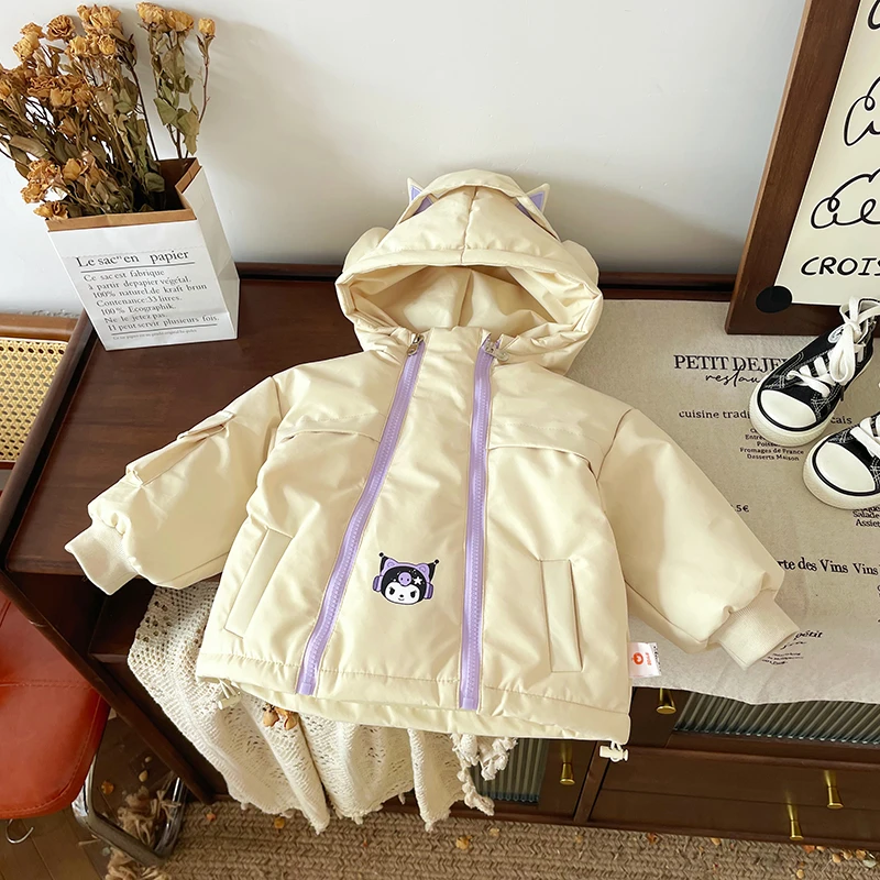 【现货】DW2491012冬季新款儿童羽绒服女童连帽冲锋衣外套90白鸭绒