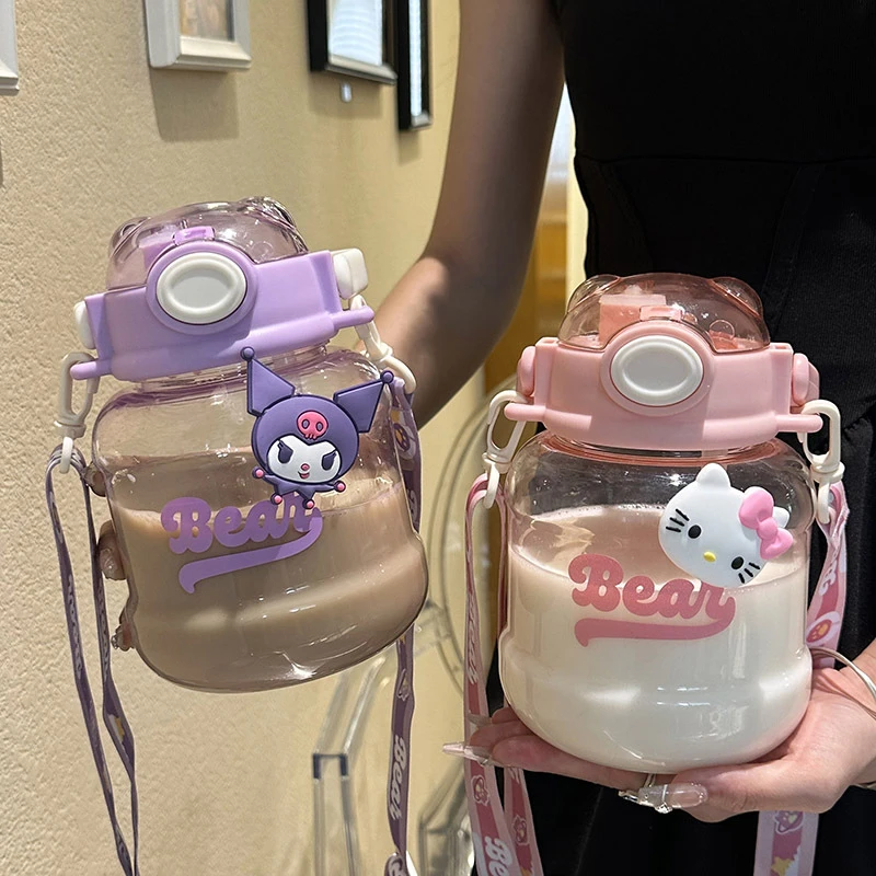 高颜值大容量防摔吸管杯可爱便捷大肚水杯女大斜挎夏季运动学生瓶