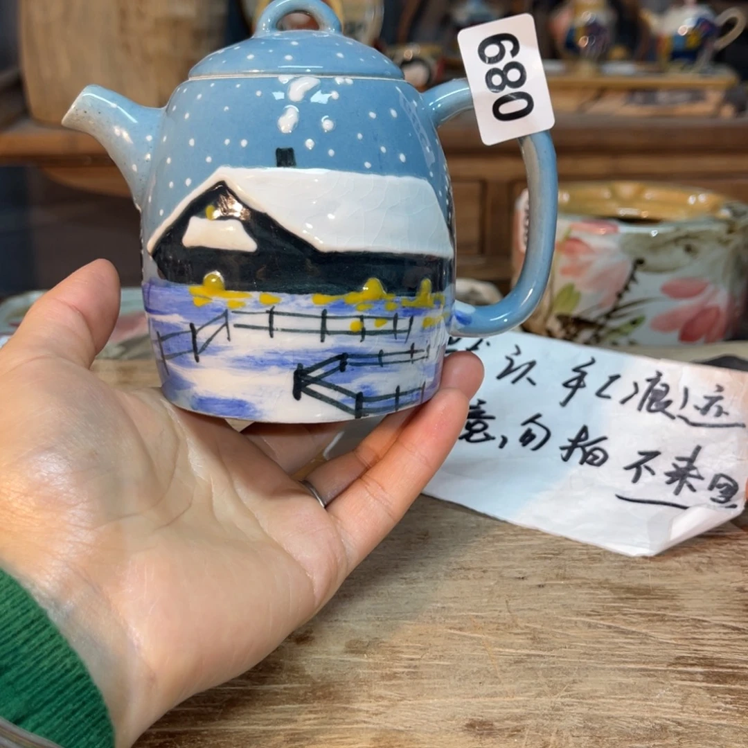 小***呀壶素浅陶瓷手工手绘
