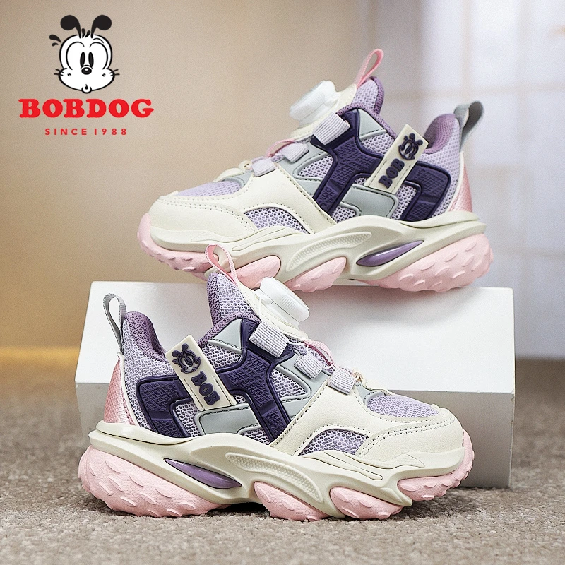 Bobdog/巴布豆2025年秋季儿童跑步鞋休闲网面透气中大童老爹鞋