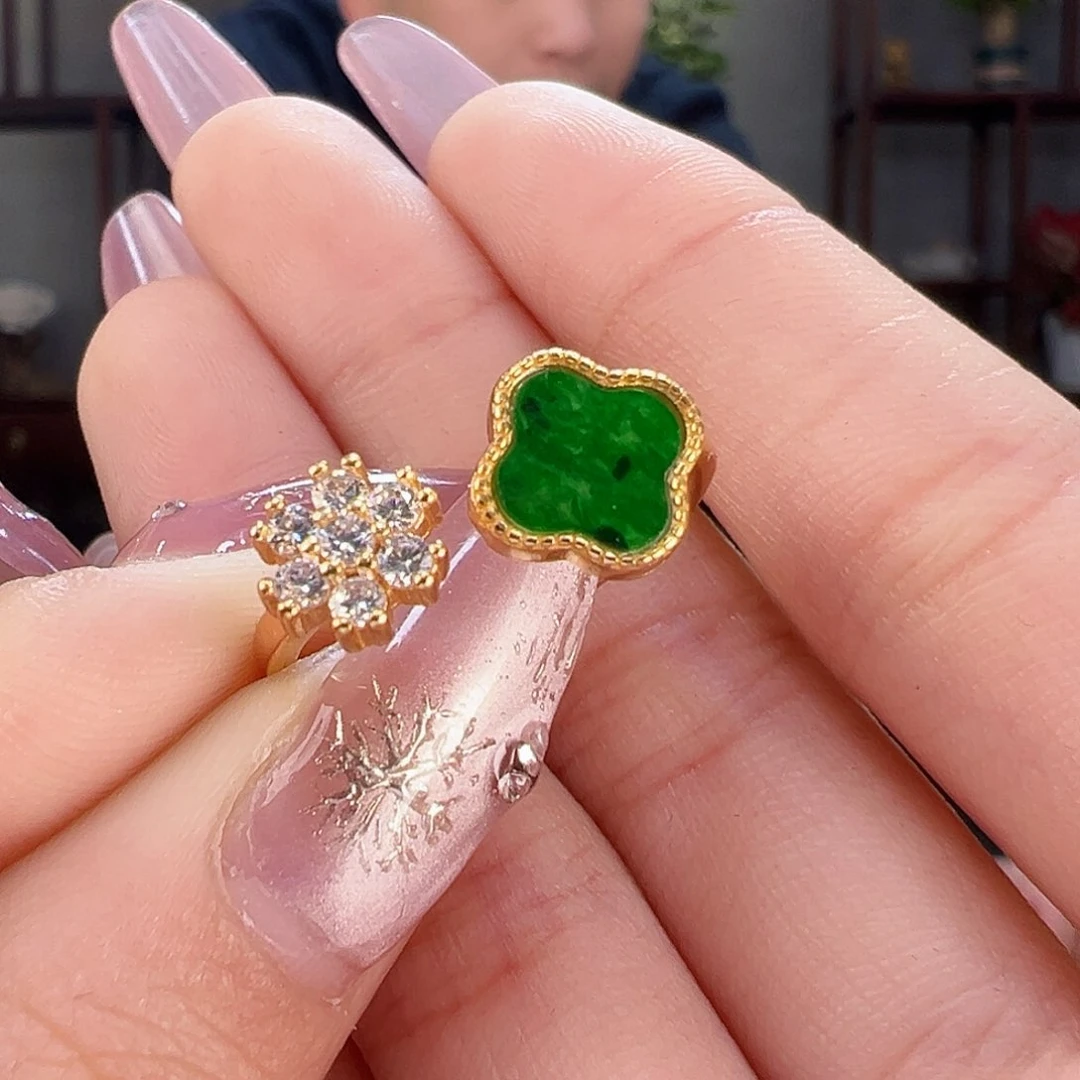 翡翠戒指银S925镶嵌戒指64