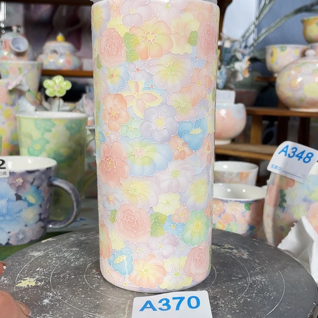 双饮款陶瓷釉下五彩玉泥万花随行杯