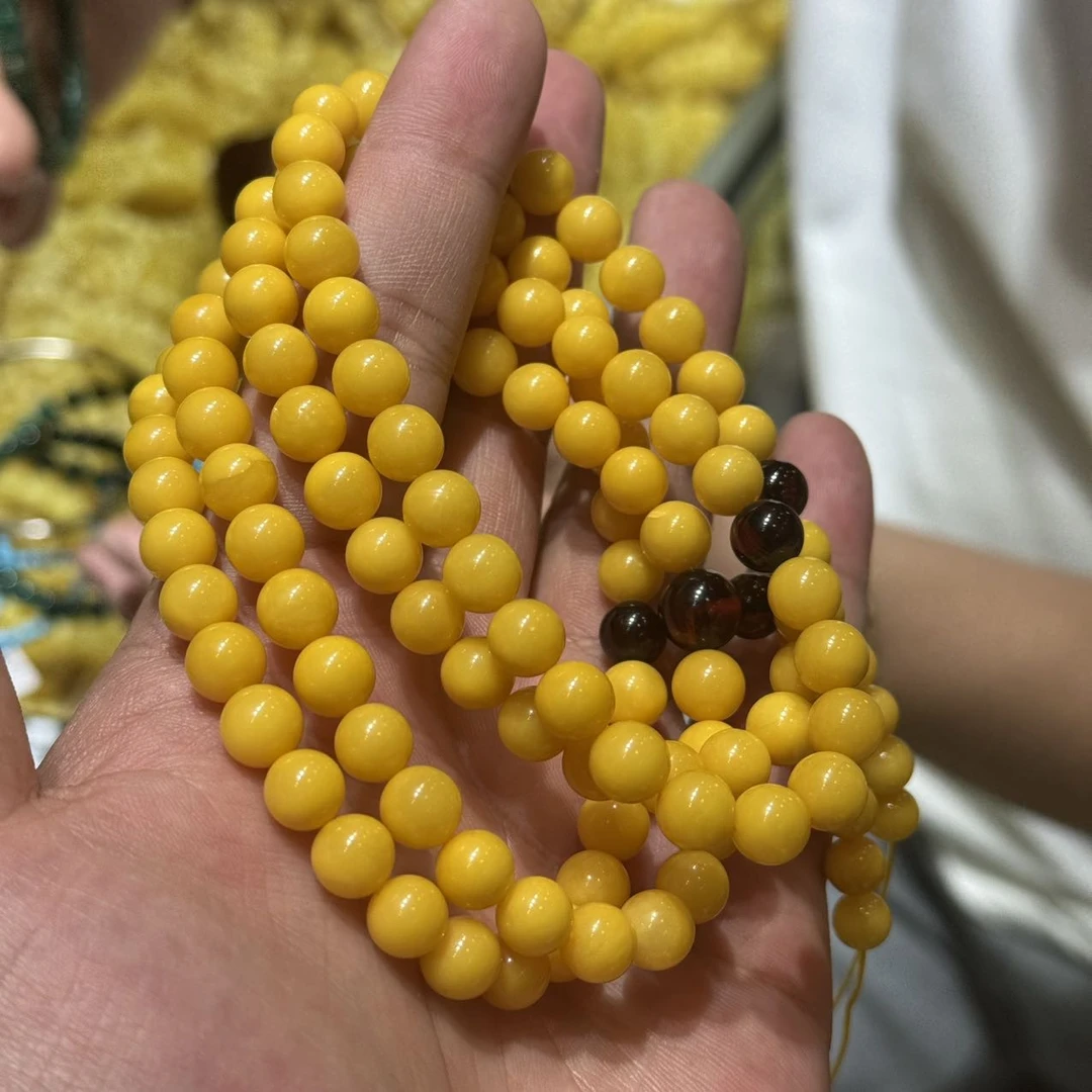 【曹掌柜精选】16 G43579-蜜蜡暴力鸡油黄脖挂-8mm-多样性发一件