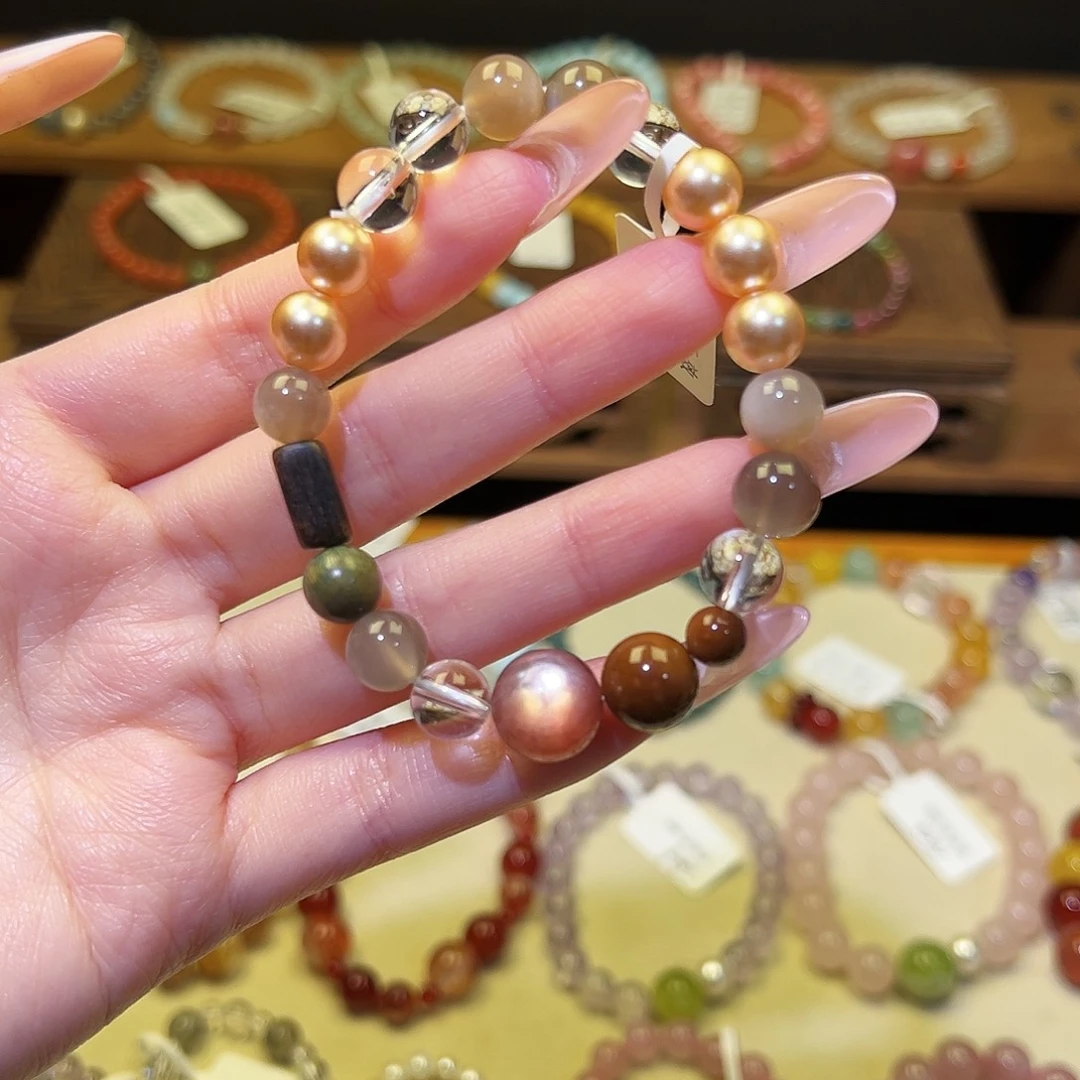 手串银S925镀金镶嵌水晶奶茶1716