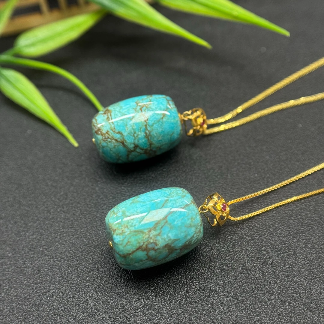 【厚爱公主专享】18K金绿松石桶珠吊坠LSWG-405 多样性发一