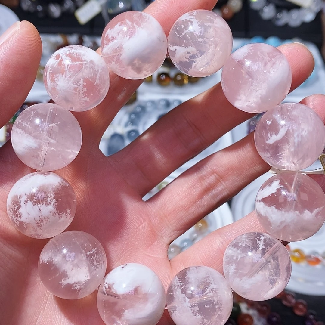 未镶嵌手串水晶粉雪花幽灵20.2