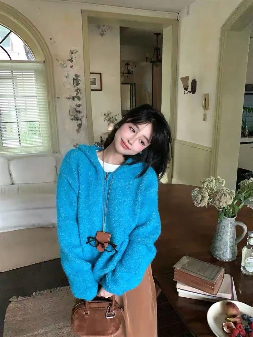 1028-1【千炫女装】轻奢女装厚款圈圈拉链开衫毛衣