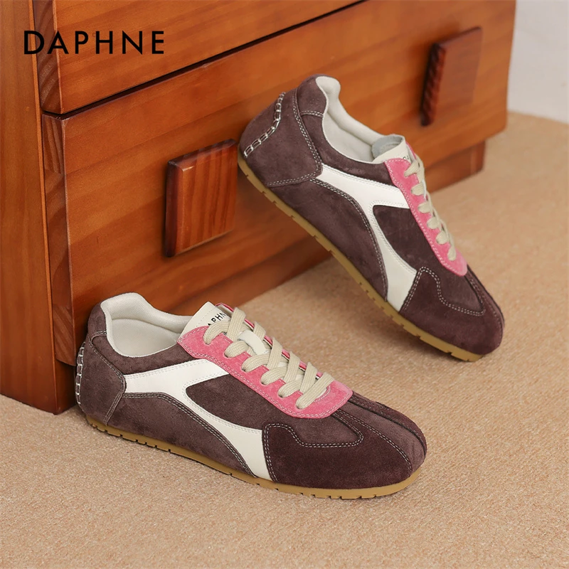 达芙妮时尚百搭拼接低帮鞋2025春季新款复古系带休闲鞋软底宋茜代