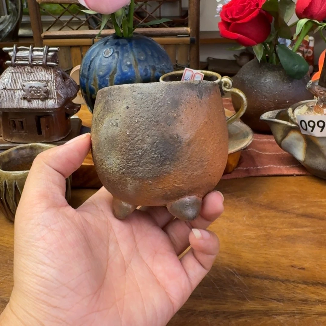 雅***棋末石泰节备前烧三足杯福利一口价