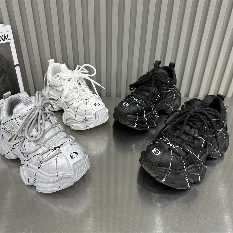 新款网红时尚百搭复古春季ins系带秋季韩版厚底款老爹鞋潮流潮鞋