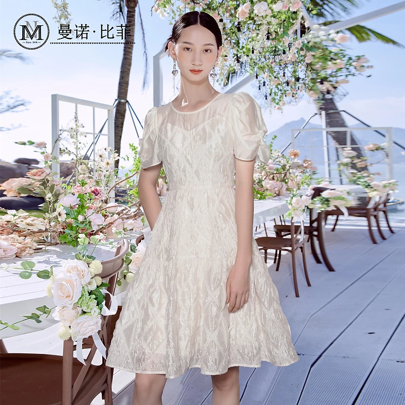 【若谷专属】拼接提花连衣裙MEBL125162