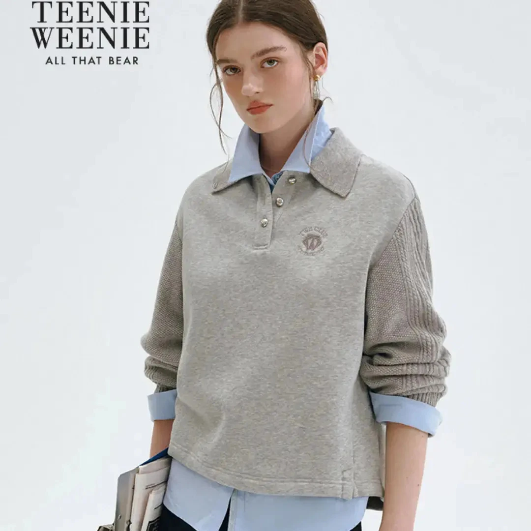 Teenie Weenie小熊加绒卫衣女25年冬季新款TTMA254TW3D