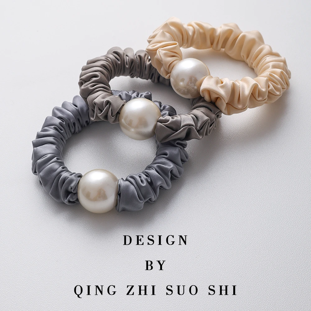 卿之所饰日韩甜美风发圈头绳皮筋弹力时尚百搭法式褶皱珠珠发饰女