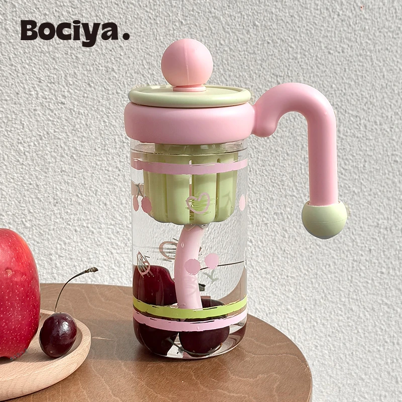 水杯玻璃杯女高颜值泡茶杯2024新款上学带盖耐高温便携式吸管杯子