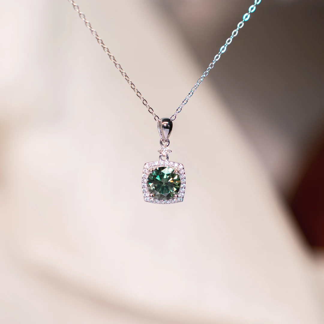 吊坠925银莫桑石 方糖莫桑石原创设计日常穿搭礼盒包装JWN0062M