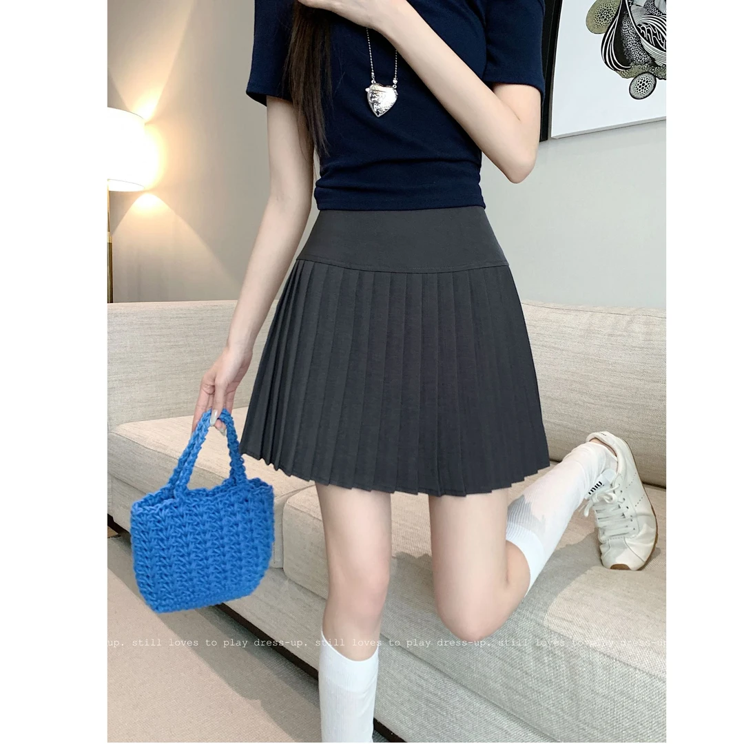 夏季女装微胖大码显瘦百褶短裙—8016