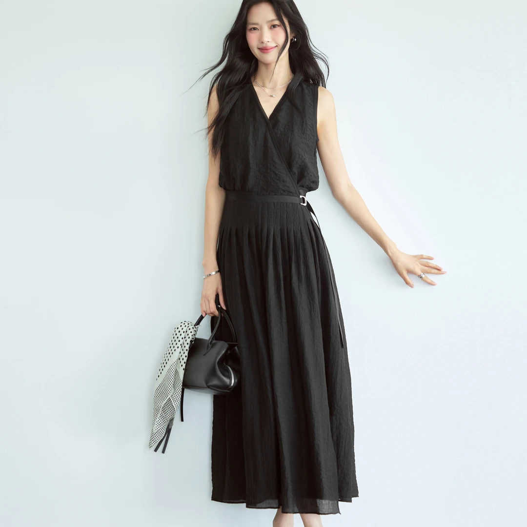 伊芙丽显瘦气质围裹式连衣裙2025夏茶歇裙子1G6993841