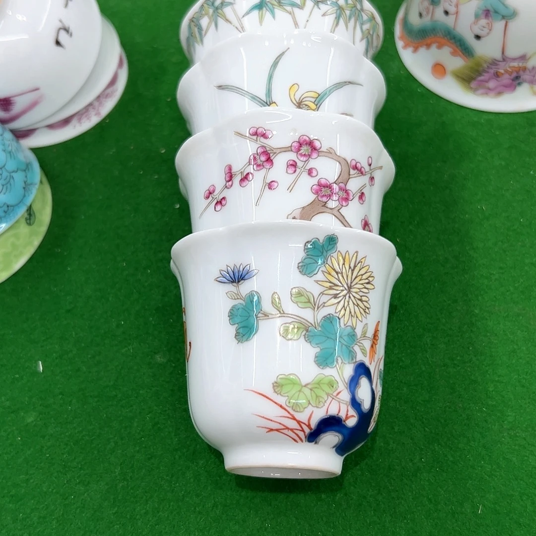 T***芳杯梅兰竹菊杯子一套