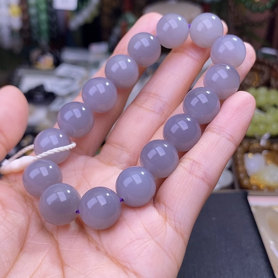手链未镶嵌和田玉烟紫手链约12MM