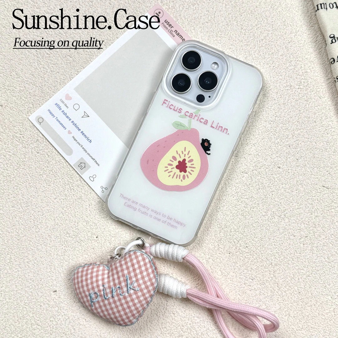 粉色无花果IMD手机壳适用苹果华为vivo小米oppo女款iphone16/15