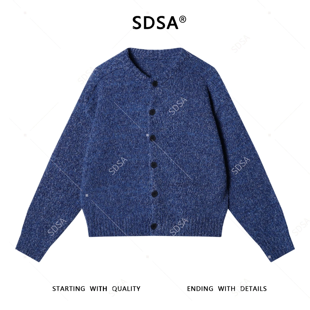 SDSA男士秋冬新款痞帅男装潮牌宽松撞色纽扣V领针织衫慵懒风毛衣